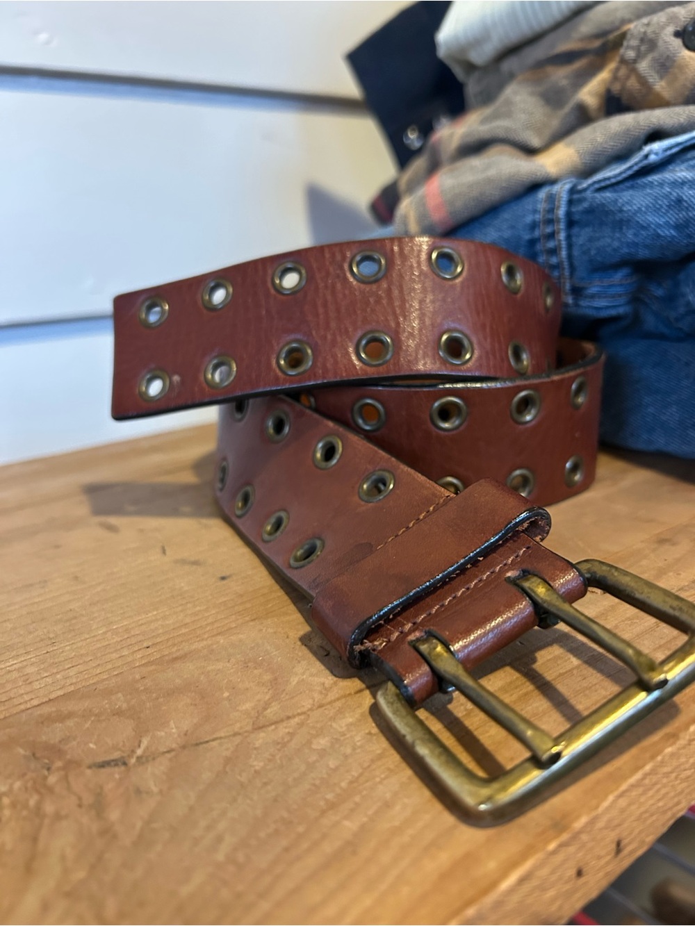 Y2K Abercrombie & Fitch Double Prong Leather Belt Men’s M